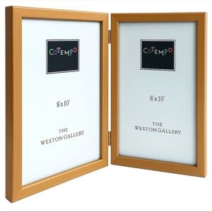 Weston Teak Wood Double Photo Frame 8x10 Mid Century Modern Hinged Swivel